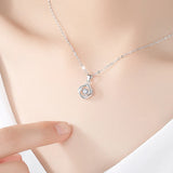 925 Silver Square Zircon Pendant Necklace Lucky Clover Rhinestone Chain
