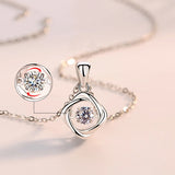 925 Silver Square Zircon Pendant Necklace Lucky Clover Rhinestone Chain