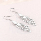925 Sterling Silver Rhombus CZ Earrings Tassel Jewelry Gift