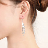 925 Sterling Silver Rhombus CZ Earrings Tassel Jewelry Gift