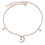 925 Silver Star&Moon Zircon Pendant Anklet Bracelet