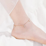 925 Silver Star&Moon Zircon Pendant Anklet Bracelet Constellation Foot Chain