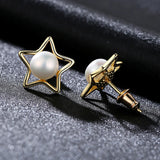 925 Silver Star Stud Earrings Pearl Earrings 8mm