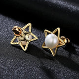 925 Silver Star Stud Earrings Pearl Earrings 8mm