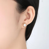 925 Silver Star Stud Earrings Pearl Earrings 8mm