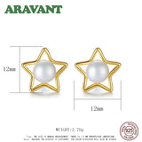 925 Silver Star Stud Earrings Pearl Earrings 8mm