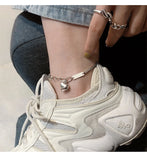 925 Silver Anklet Love Heart Pendant Summer Party Jewelry