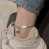 925 Silver Anklet Love Heart Pendant Summer Party Jewelry
