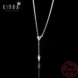 925 Silver Triangle Zircon Adjustable Collarbone Necklace CZ Pendant
