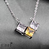 925 Silver Triangle Zircon Pendant Necklace Crystal Jewelry Gift