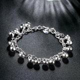 925 Silver Women Bracelet Wedding Party Jewelry Gift Round Ball Chain