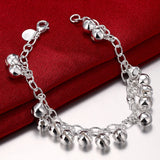 925 Silver Women Bracelet Wedding Party Jewelry Gift Round Ball Chain