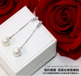 925 Silver Zircon Long Tassel Ear Line Stud Earrings