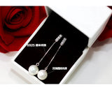 925 Silver Zircon Long Tassel Ear Line Stud Earrings