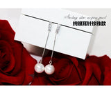 925 Silver Zircon Long Tassel Ear Line Stud Earrings