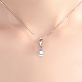 925 Silver Zircon Pearl Pendant Necklace Fine CZ Drop Necklaces Women