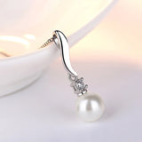 925 Silver Zircon Pearl Pendant Necklace Fine CZ Drop Necklaces Women
