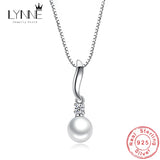 925 Silver Zircon Pearl Pendant Necklace Fine CZ Drop Necklaces Women