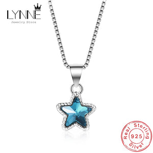 925 Silver Zircon Starfish Necklace Sea Crystal Star Pendant Women Gift