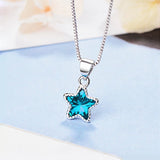 925 Silver Zircon Starfish Necklace Sea Crystal Star Pendant Women Gift