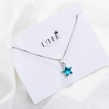 925 Silver Zircon Starfish Necklace Sea Crystal Star Pendant Women Gift