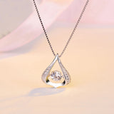 925 Silver Zircon Water Drop Pendant Necklace Rhinestone Choker Jewelry Gift