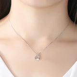 925 Silver Zircon Water Drop Pendant Necklace Rhinestone Choker Jewelry Gift