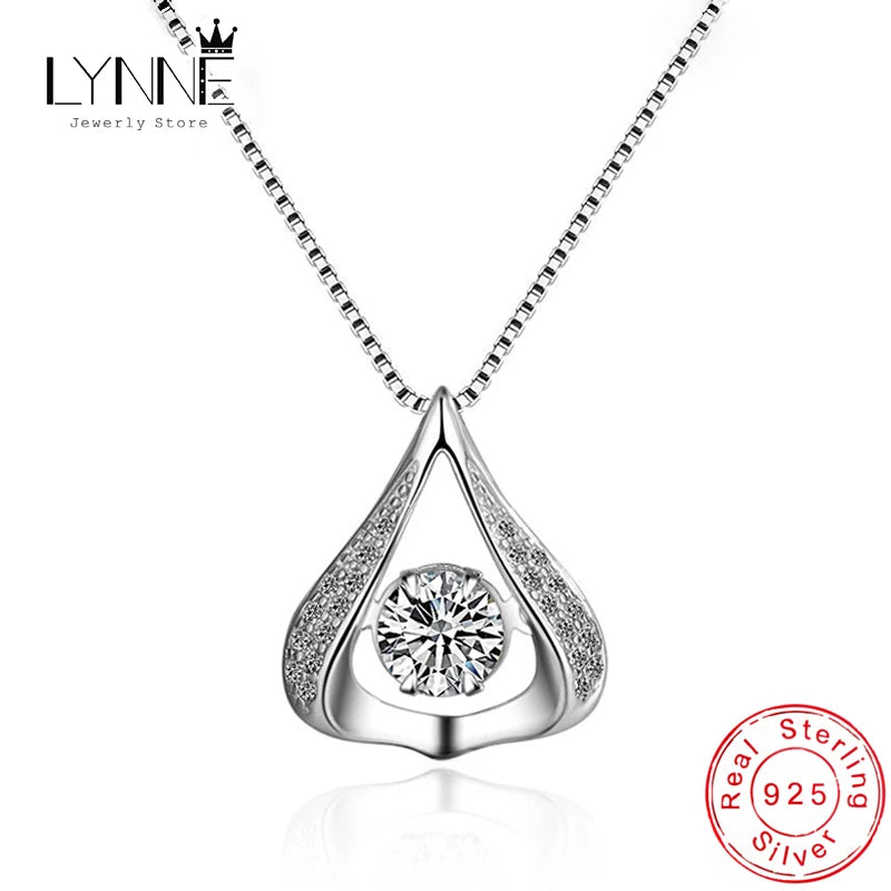 925 Silver Zircon Water Drop Pendant Necklace Rhinestone Choker Jewelry Gift