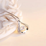 925 Silver Zircon Water Drop Pendant Necklace Rhinestone Choker Jewelry Gift