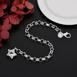 925 Silver Crystal Star Bracelet for Women Wedding Jewelry