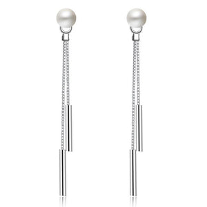 925 Silver Needle Pearl Tassel Earrings for Women