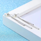 925 Silver Needle Pearl Tassel Earrings for Women