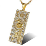 Stainless Steel Plated Dollar Pendant Necklace