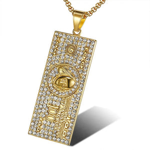 Stainless Steel Plated Dollar Pendant Necklace