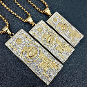 Stainless Steel Plated Dollar Pendant Necklace