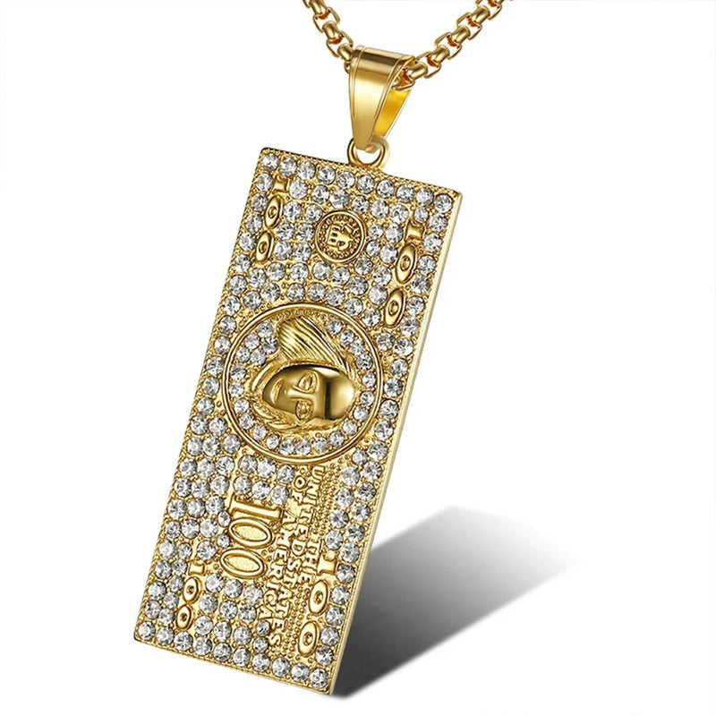 Stainless Steel Plated Dollar Pendant Necklace