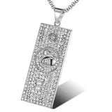 Stainless Steel Plated Dollar Pendant Necklace