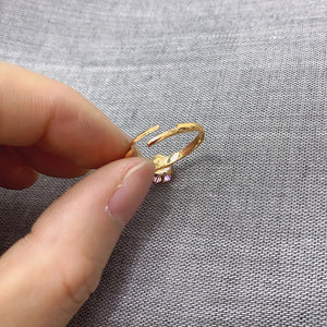 Adjustable Flower Shape Crystal Glass Rings Set for Women