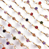 Adjustable Flower Shape Crystal Glass Rings Set for Women