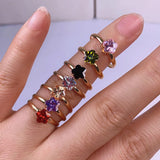 Adjustable Flower Shape Crystal Glass Rings Set for Women