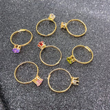 Adjustable Flower Shape Crystal Glass Rings Set for Women