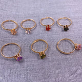 Adjustable Flower Shape Crystal Glass Rings Set for Women