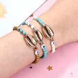 Alloy Shell Turquoise Beaded Bracelet Women's Bohemian Knitted