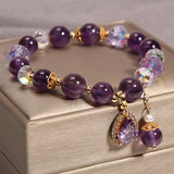 Amethyst 18K Rose Treasure Purple Crystal Bracelet