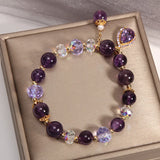 Amethyst 18K Rose Treasure Purple Crystal Bracelet