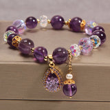 Amethyst 18K Rose Treasure Purple Crystal Bracelet