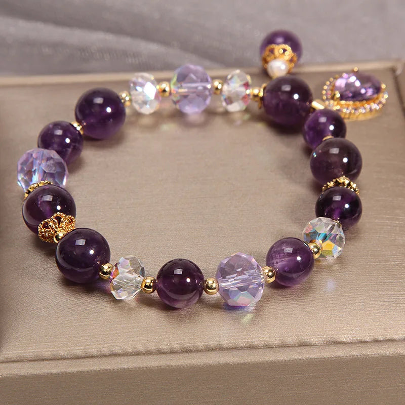 Amethyst 18K Rose Treasure Purple Crystal Bracelet