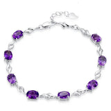 Amethyst 925 Sterling Silver Crystal Bracelet Women Fine Jewelry Christmas