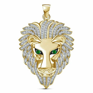Bohemian Crystal Inlaid Lion Head Pendant Necklace