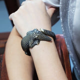 Vintage Crocodile Bangles Bracelet Open Cuff Bangle Jewelry